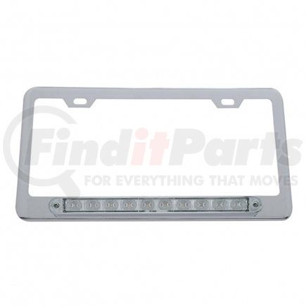 39757 by UNITED PACIFIC - License Plate Frame - Chrome, with 10 LED 9" Light Bar, Amber LED/Clear Lens