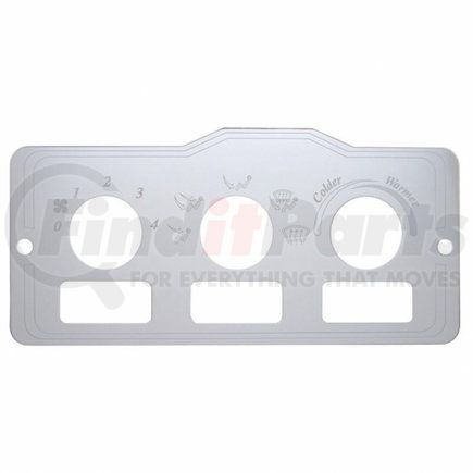 48000 by UNITED PACIFIC - A/C Control Plate - 3 Square Openings, Stainless, for Peterbilt