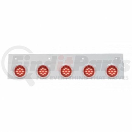 61716 by UNITED PACIFIC - Mud Flap Hanger - Mud Flap Plate, Top, Stainless, with Five 9 LED 2" Lights & Visors, Red LED/Red Lens