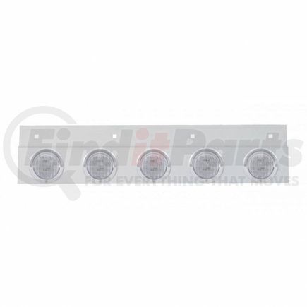 61717 by UNITED PACIFIC - Mud Flap Hanger - Mud Flap Plate, Top, Stainless, with Five 9 LED 2" Lights & Visors, Red LED/Clear Lens