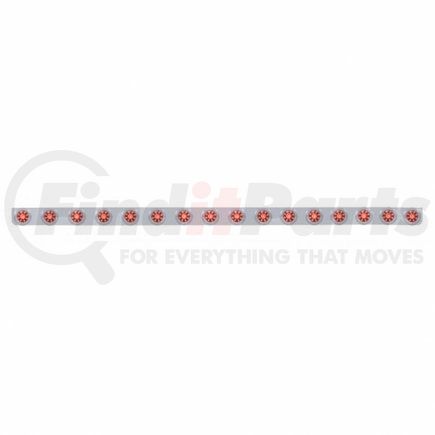 62850 by UNITED PACIFIC - Bumper Light Bar - Stainless, Beehive, with Bracket, Clearance/Marker Light, Red LED and Lens, Stainless Steel, with Chrome Flat Bezel, 9 LED Per Light