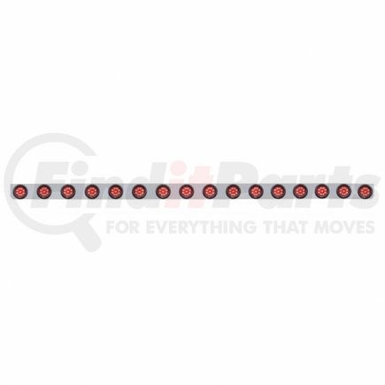 62938 by UNITED PACIFIC - Bumper Light Bar - Stainless, with Bracket, Clearance/Marker Light, Red LED and Lens, Stainless Steel, with Rubber Grommets, 9 LED Per Light