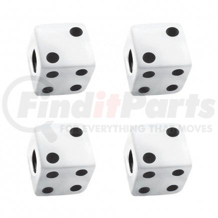 70006 by UNITED PACIFIC - Tire Valve Stem Cap - White, Dice, with Black Dots