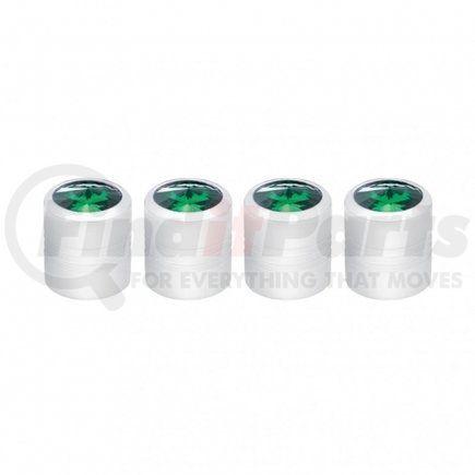 70056 by UNITED PACIFIC - Tire Valve Stem Cap - Chrome, Round, with Green Diamond