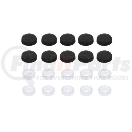 70076 by UNITED PACIFIC - Lug Nut Cover - Black, Plastic, Snap On, for #6/#8 Screws