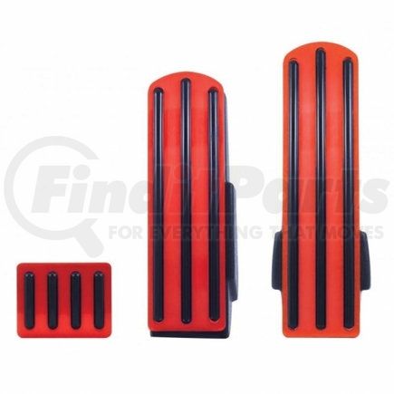 70290 by UNITED PACIFIC - Accelerator/Brake/Clutch Pedal Set - Red Anodized, with Black Insert, for Kenworth
