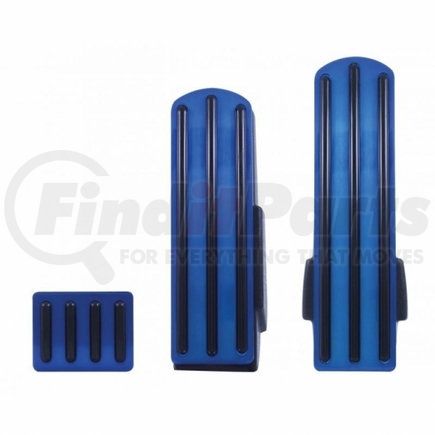 70289 by UNITED PACIFIC - Accelerator/Brake/Clutch Pedal Set - Blue, Anodized, with Black Insert, for Kenworth