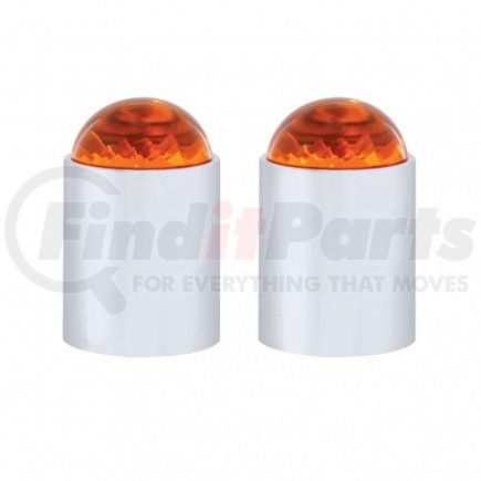 86071 by UNITED PACIFIC - Bumper Guide Top - Dome Lens, with Chrome Base, Amber