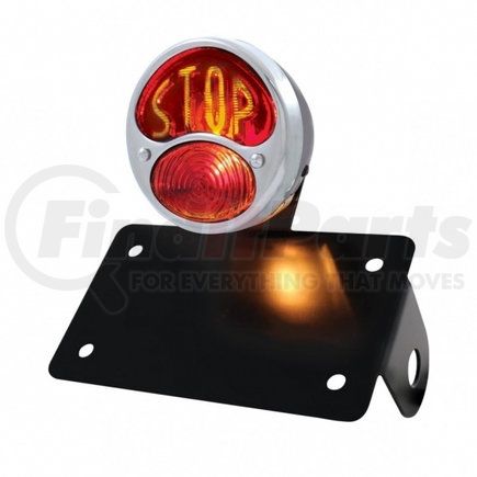 86805 by UNITED PACIFIC - Tail Light - With "Stop" Lettering, Horizontal, with Stainless Rim & Black Housing, for 1928 Ford