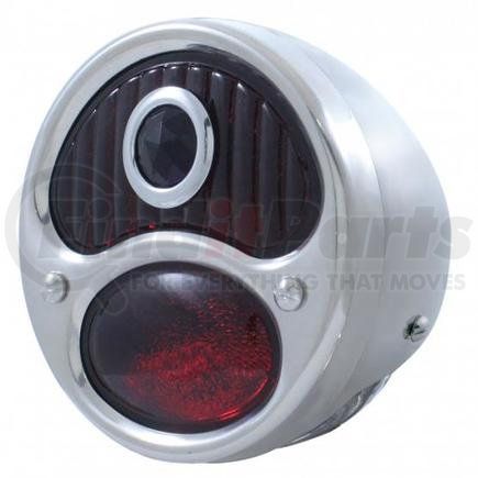 A1001-12VRBL by UNITED PACIFIC - Tail Light - 12V, with Stainless Steel Housing & Rim, with Blue Dot, Red Lens, Driver Side, for 1928-1931 Ford Model A