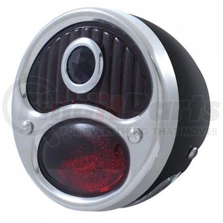 A1037-6VRBD by UNITED PACIFIC - Tail Light Assembly - 6V, Driver Side, with Black Housing & Stainless Steel Rim, Red/Amber Lens,with Blue Dot, for 1928-1931 Ford Model A