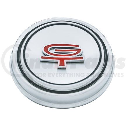 A6046 by UNITED PACIFIC - Axle Hub Cap - Stainless Steel, with GT Emblem Hub Cap, for 1968-1969 Ford Mustang