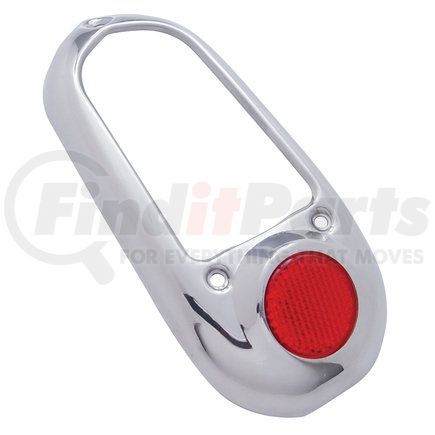 C4053S by UNITED PACIFIC - Stainless Steel Tail Light Bezel, Red Reflector For 1949-50 Chevy Passenger Car