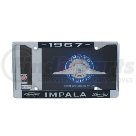 C5043-67 by UNITED PACIFIC - License Plate Frame - Chrome, for 1967 Chevy Impala