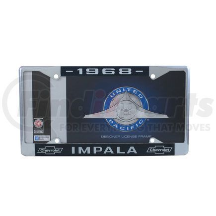 C5043-68 by UNITED PACIFIC - License Plate Frame - Chrome, for 1968 Chevy Impala