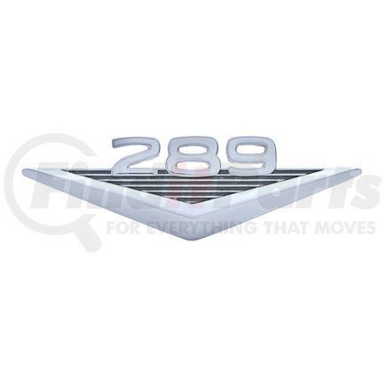 F65601 by UNITED PACIFIC - Hood Ornament - "289" Chrome, Die Cast, Front, Fender, for 1964.5-1966 Ford Mustang