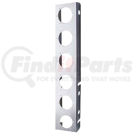 30029 by UNITED PACIFIC - Light Bar Bracket - Stainless Steel, 12 LED Cutout, with 2" Incandescent Flat Lights & Stainless Steel Bezel, for Peterbilt