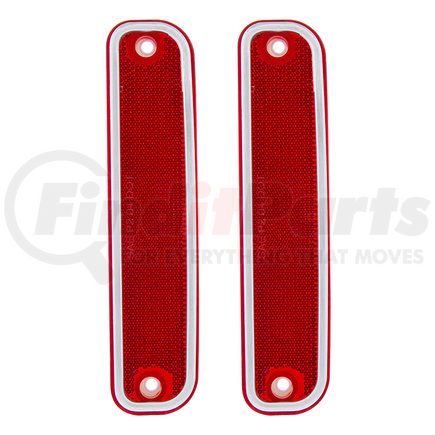 110543 by UNITED PACIFIC - Side Marker Light - Fits L/H or R/H, Red Lens, with Plastic Housing & Stainless Steel Trim, for 1973-1980 Chevrolet Trucks