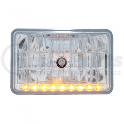 31374 by UNITED PACIFIC - Crystal Headlight - RH/LH, 4 x 6", Rectangle, Chrome Housing, High Beam, 9005 Bulb, with Amber 9 LED Position Light