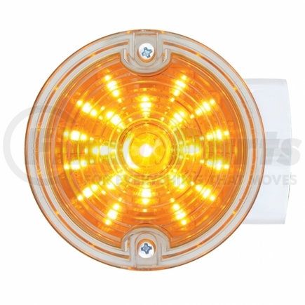 31217 by UNITED PACIFIC - Turn Signal Light - 21 LED 3.25" Dual Function Harley Signal Light, with Housing, Amber LED/Clear Lens