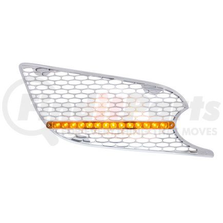 41781 by UNITED PACIFIC - Grille Air Intake - RH, Chrome, with LED Light, Amber LED/Amber Lens, for 2013+ Peterbilt 579