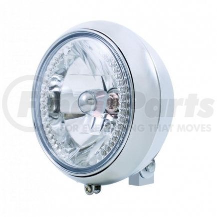 32166 by UNITED PACIFIC - Headlight - Motorcycle, RH/LH, 7", Round, Chrome Housing, with 34 Amber LED Position Light