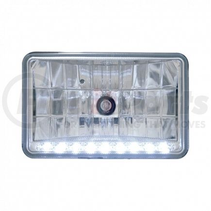 31368 by UNITED PACIFIC - Crystal Headlight - RH/LH, 4 x 6", Rectangle, Chrome Housing, Low Beam, 9006 Bulb, with White 9 LED Position Light