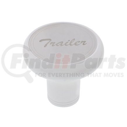 22957 by UNITED PACIFIC - Air Brake Valve Control Knob - "Trailer", Deluxe, Aluminum, Screw-On, with Stainless Plaque, Pearl White