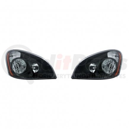 31207 by UNITED PACIFIC - Headlight Assembly - RH and LH, Black Housing, High/Low Beam, H7/H1 Bulb, with Signal Light