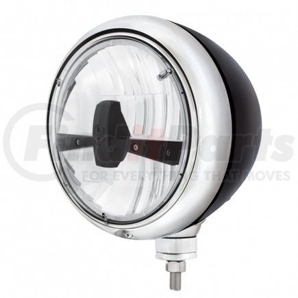 32660 by UNITED PACIFIC - Headlight - Guide, 7" Round, Driver Side, Clear Lens, Black Housing, 5 LED Bulb, Black Tie Bar