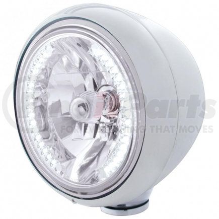 32421 by UNITED PACIFIC - Guide Headlight - 682-C Style, RH/LH, 7", Round, Chrome Housing, H4 Bulb, with 34 Bright White LED Position Light