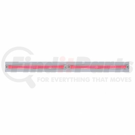 63809 by UNITED PACIFIC - Mud Flap Hanger - Mud Flap Plate, Top, Chrome, with Two 24 LED 12" "Glo" Light Bars, Red LED/Clear Lens