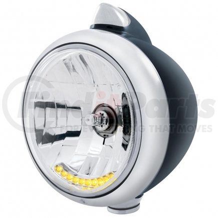 32647 by UNITED PACIFIC - Guide Headlight - 682-C Style, RH/LH, 7", Round, Powdercoated Black Housing, H4 Bulb, with 10 Amber LED Dual Mode Light and Top Mount, Original Style, 5 LED Signal Light, Clear Lens