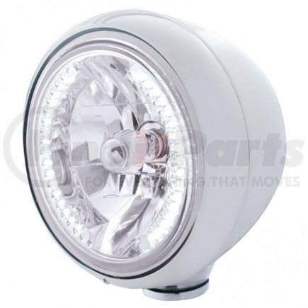 32420 by UNITED PACIFIC - Guide Headlight - 682-C Style, RH/LH, 7", Round, Polished Housing, H4 Bulb, with 34 Bright White LED Position Light