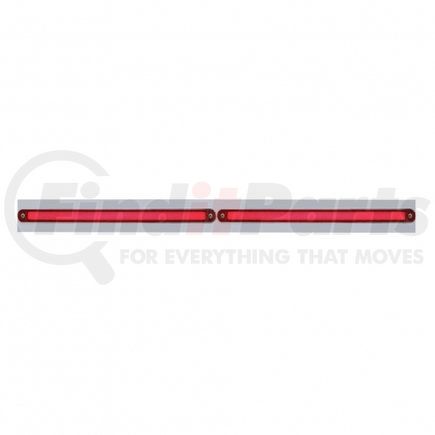 63808 by UNITED PACIFIC - Mud Flap Hanger - Mud Flap Plate, Top, Chrome, with Two 24 LED 12" "Glo" Light Bars, Red LED/Red Lens