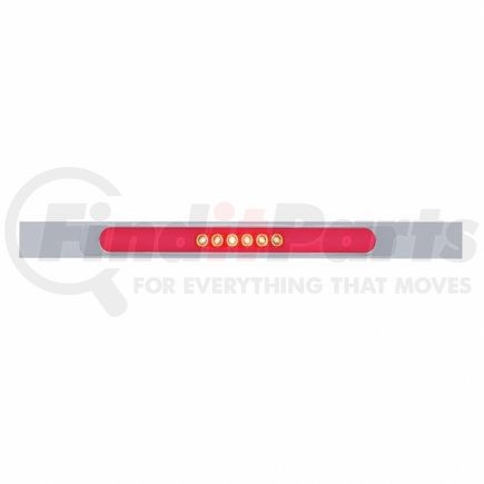 63795 by UNITED PACIFIC - Mud Flap Hanger - Mud Flap Plate, Top, Chrome, with 28 LED 17" "Glo" Light Bar & Bezel, Red LED/Clear Lens