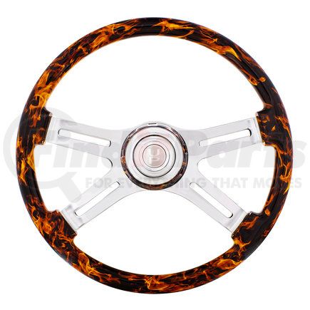88309 by UNITED PACIFIC - Steering Wheel - 18" Flame Steering Wheel With Matching Flame Bezel
