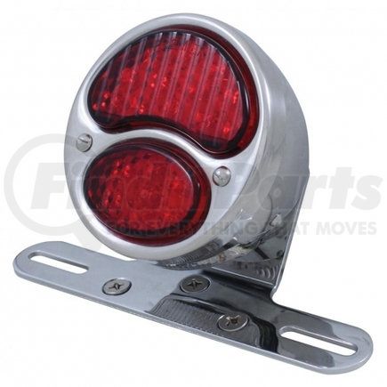 20601 by UNITED PACIFIC - License / Tail Light Assembly - Chrome Housing, Red LED,Lens, 1928 Duo Lamp, for Motorcycle