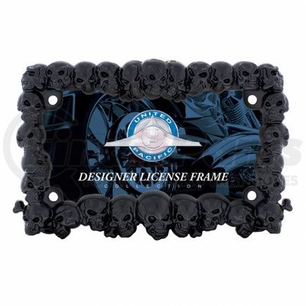 50113 by UNITED PACIFIC - License Plate Frame - Black, Skull Motorcycle