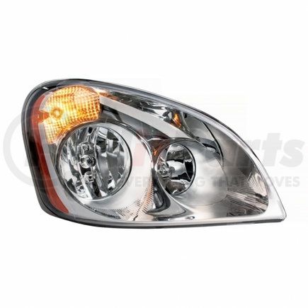 31320 by UNITED PACIFIC - Headlight Assembly - RH, Chrome Housing, High/Low Beam, H11, 4157 Bulb, with Signal Light, Original Style Design
