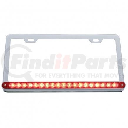 37947 by UNITED PACIFIC - License Plate Frame - Chrome, with 19 LED 12" Reflector Light Bar, Red LED/Red Lens