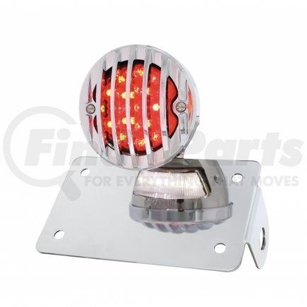 86852 by UNITED PACIFIC - Tail Light - Motorcycle LED "Bobber" Style Horizontal, with Chrome Grille Bezel, Smoke Lens