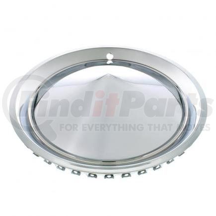 C5057 by UNITED PACIFIC - Axle Hub Cap - Set, 15", Chrome Plated, 57-Plymouth "California Cone"