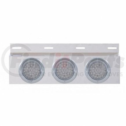 61703 by UNITED PACIFIC - Mud Flap Hanger - Mud Flap Plate, Top, Stainless, with Three 36 LED 4" Lights & Visors, Red LED/Clear Lens