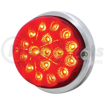 39658 by UNITED PACIFIC - Truck Cab Light - 17 LED Dual Function Watermelon Clear Reflector Flush Mount Kit, with Low Profile Bezel, Red LED & Lens
