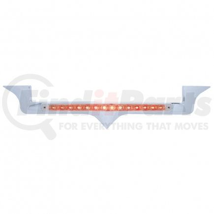 37820 by UNITED PACIFIC - Hood Emblem - Chrome, with 14 LED Light Bar, Red LED/Clear Lens, for Kenworth