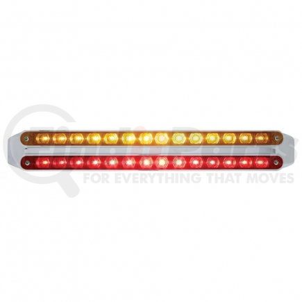 37669 by UNITED PACIFIC - Light Bar - LED, Stop/Turn/Tail Light, Amber and Red LED, Amber and Red Lens, Chrome/Plastic Housing, Dual Row, with Bezel, 14 LED Per Light Bar
