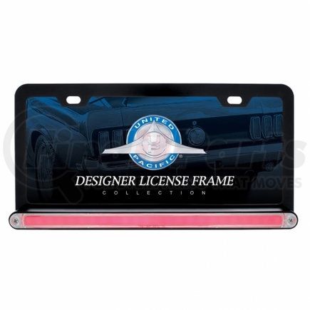 36483 by UNITED PACIFIC - License Plate Frame - Black, with 24 LED 12" "Glo" Light Bar, Red LED/Clear Lens