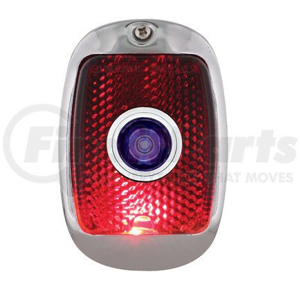 C7028R-1 by UNITED PACIFIC - Tail Light Assembly - Passenger Side, with Stainless Steel Housing and Blue Dot, for 1940-53 Chevy and GMC Truck