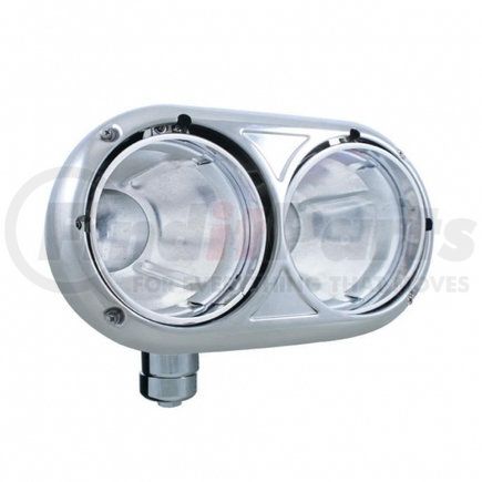 32190 by UNITED PACIFIC - Headlight Housing - LH, Stainless, Dual, with Inner Lamp Bucket, for Peterbilt 359